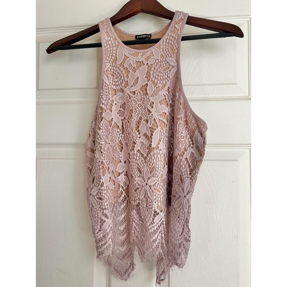 Express Blush and Nude Floral Lace Tank